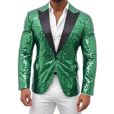 ジャケット スパンコール メンズジャケット 男性用 忘年会 新年会 舞台 ステージ衣装 キラキラジャケット ダンス衣装 ラオケ衣装 スパンコールスーツジャケット 舞台衣装 パーティ 司会者 合唱 コンサート 発表会 イベント コスプレ衣装 グリーン