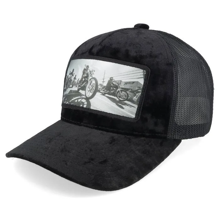 Calza Pennello 【 Motorcycle Club Bike Riders Velvet Black A-Frame Trucker Men Black 】 クラブ 黒色 ブラック トラッカー メンズ 黒色 ブラック