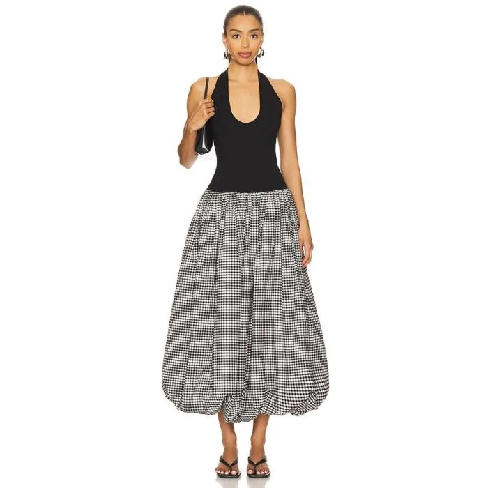 Lovers And Friends 【 Carolina Midi Dress Women Black &Amp; Gingham 】 カロライナ ドレス レディース 黒色 ブラック