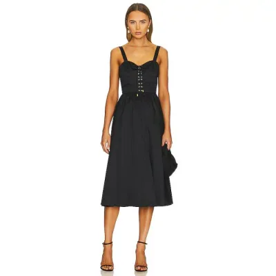 Karina Grimaldi 【 Bridgette Midi Dress Women Black 】 ドレス レディース 黒色 ブラック
