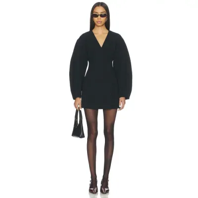 Eaves 【 Norna Polished Crepe Mini Dress Women Black 】 クレープ ドレス レディース 黒色 ブラック