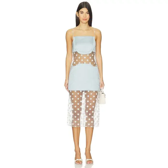 プラバルグルン Prabal Gurung 【 Sheer Panelled Slip Midi Dress Women Ice Blue 】 ドレス レディース 青色 ブルー