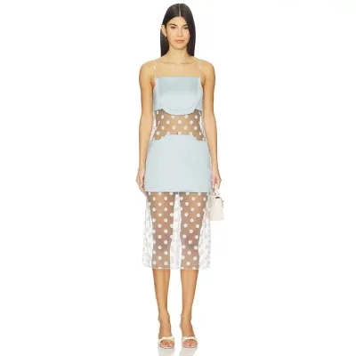 プラバルグルン Prabal Gurung 【 Sheer Panelled Slip Midi Dress Women Ice Blue 】 ドレス レディース 青色 ブルー