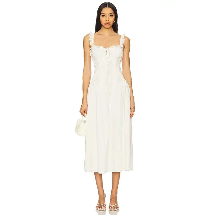 For Love & Lemons 【 Baby Daisy Poplin Midi Dress Women White 】 ドレス レディース 白色 ホワイト