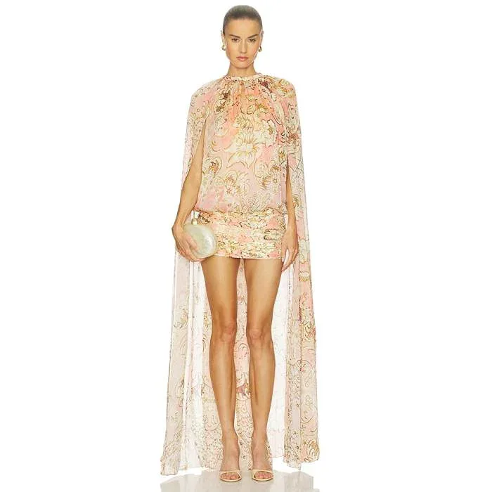 Hemant And Nandita 【 Mini Dress With Cape Women Ivory 】 ドレス レディース アイボリー