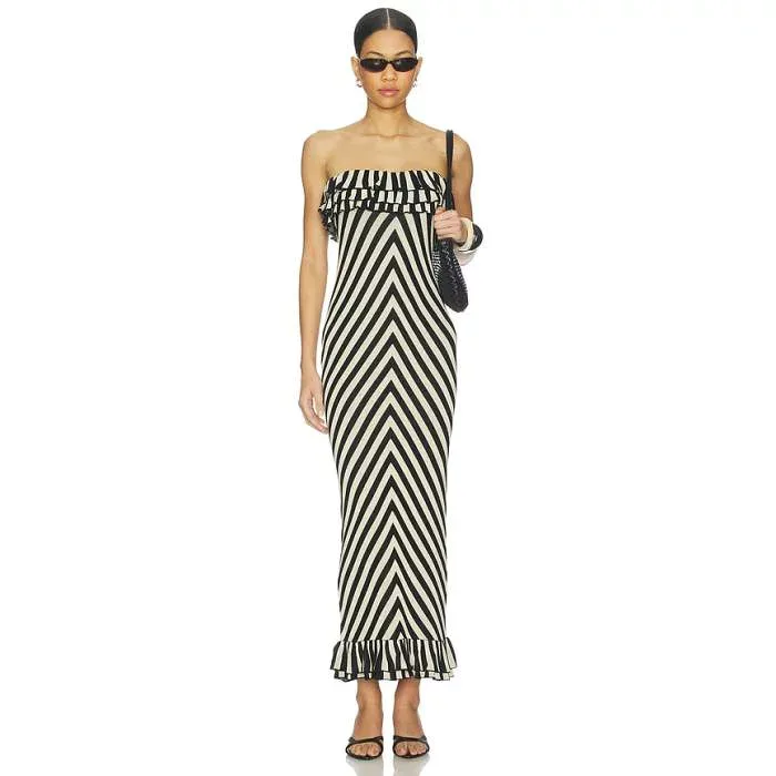 Posse 【 Miles Strapless Dress Women Cream &Amp; Black 】 ドレス レディース クリーム 黒色 ブラック