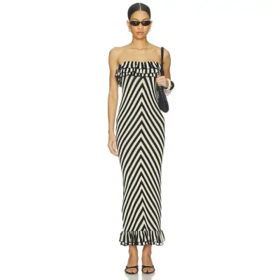 Posse 【 Miles Strapless Dress Women Cream &Amp; Black 】 ドレス レディース クリーム 黒色 ブラック
