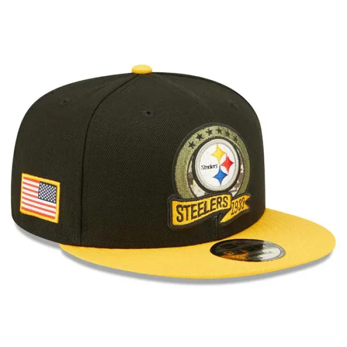 ニューエラ New Era 【 Pittsburgh Steelers Nfl 2022 Salute To Service 9Fifty Snapback Hat Mens Black/Yellow 】 ピッツバーグ スティーラーズ NFL Snapback スナップバック バッグ メンズ 黒色 ブラック yellow 黄色・イエ