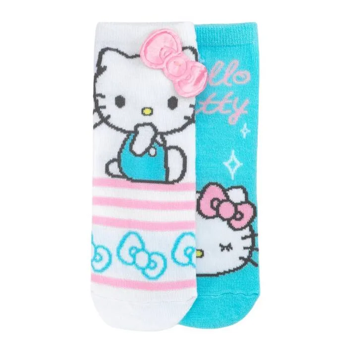 Wss Athletic 【 2 Pack Hello Kitty No Show Adult Blue/White/Pink/3D Bow 】 ユニセックス 青色 ブルー 白色 ホワイト pink ピンク