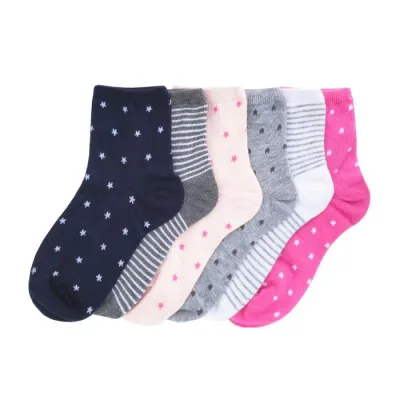 Wss Athletic 【 6 Pack Medium Quarter Unisex Micro Stars Pink/White/Navy 】 ユニセックス Micro ミクロ スターズ pink ピンク 白色 ホワイト 紺色 ネイビー