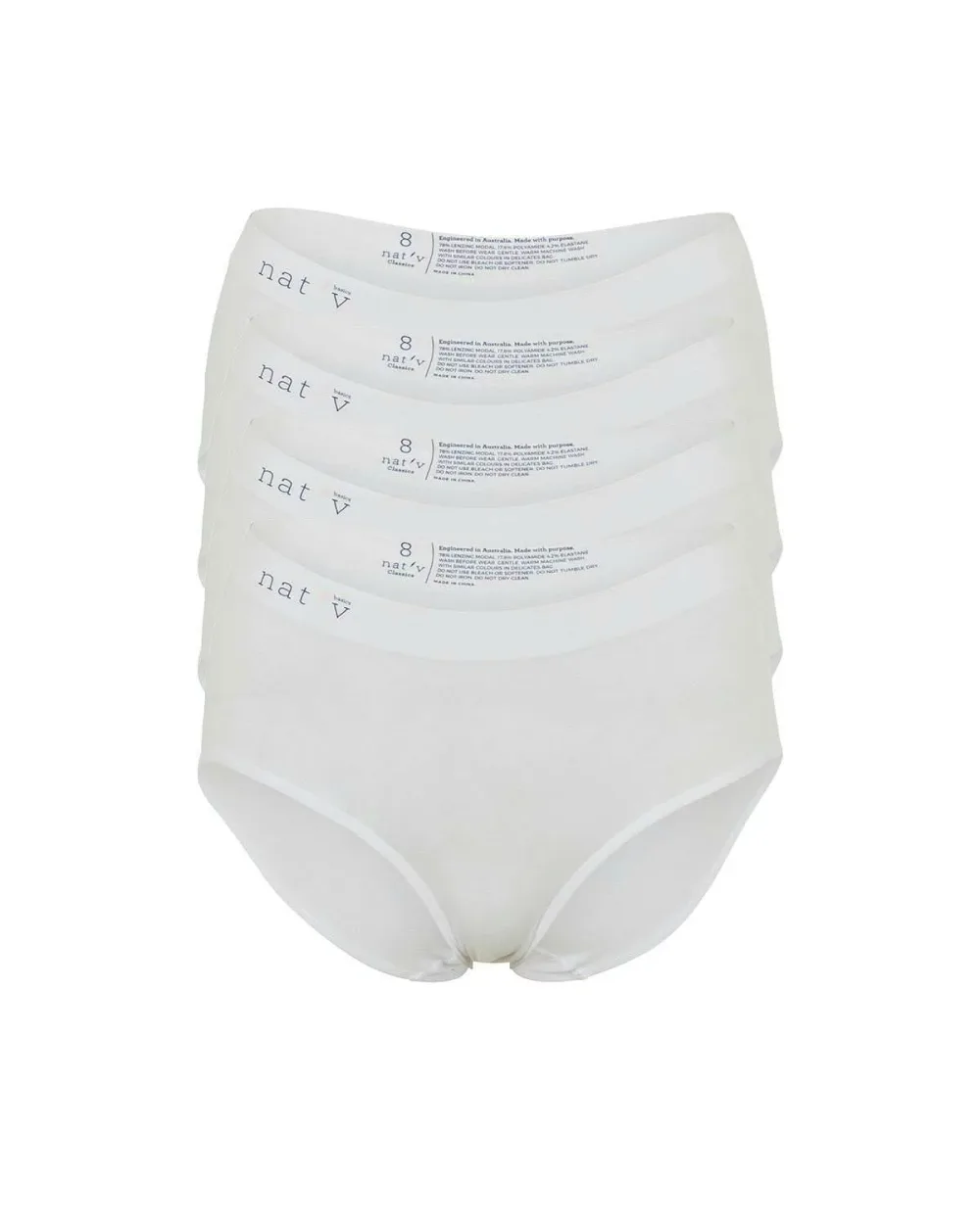 Nat'v Basics 【 Classic Modal Full Brief Underwear 4 Pack - White - White / S 】 クラシック アンダーウェア 下着 白色 ホワイト