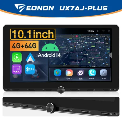 【30%OFFクーポン 8/22~8/23】ディスプレイオーディオ android14 4+64GB 2din 10.1インチ IPS 物理ボタン ノブ操作 カーオーディオ bluetooth5.4 carplay android auto対応 ミラーリング アンドロイドナビ ワイドFM/FM/AM 技適取得済み(UX7AJ-PLUS)