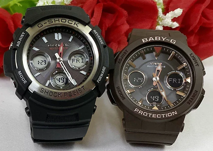 【愛の証 一緒にタフな時を刻もう】ペアウオッチ gショックGショックペアウォッチ G-SHOCK BABY-G ペア腕時計 カシオ 2本セット 電波ソーラー gショック AWG-M100-1AJF BGA-2510-5AJFブランド 婚約 夫婦 高級 クリスマス プレゼント