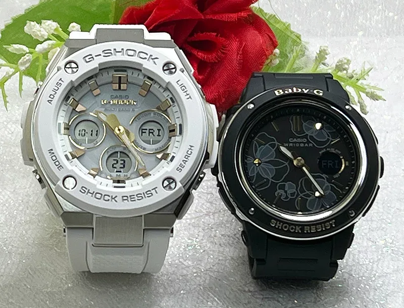 【愛の証 一緒にタフな時を刻もう】Gショックペアウォッチ gショック 人気 婚約 夫婦 高級 クリスマス プレゼント おすすめG-SHOCK BABY-G カシオ 2本セット G-MS 電波ソーラー クォーツ GST-W300-7AJF BGA-150FL-1AJF