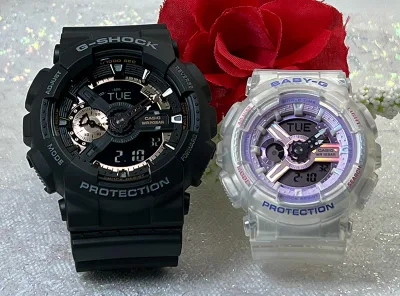 【愛の証 一緒にタフな時を刻もう】Gショック ペアウオッチ G-SHOCK BABY-G ペア腕時計 カシオ 2本セット GA-110RG-1AJF BA-110PS-7AJF 電池式 誕生日 御祝い還暦 銀婚式 結婚記念日 婚約 人気 婚約 夫婦 クリスマス プレゼント