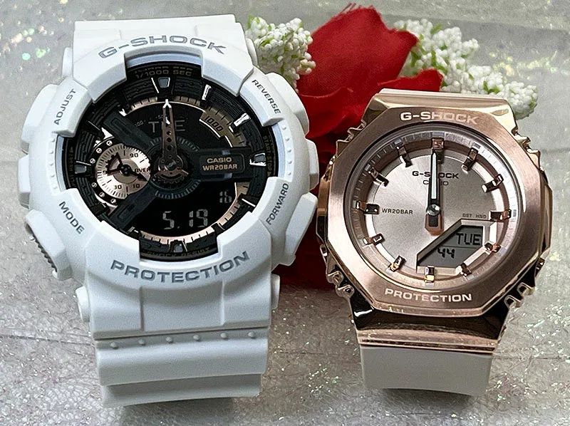【愛の証 一緒にタフな時を刻もう】Gショック ペアウオッチ G-SHOCK ペア腕時計 カシオ 2本セット gショック GA-110RG-7AJF GM-S2110PG-4AJF 電池式 人気 夫婦 高級クリスマス プレゼント おすすめ誕生日 御祝い還暦 銀婚式結婚記念日バレンタイン婚約