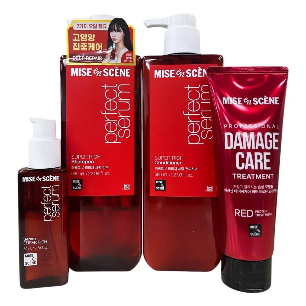 ミジャンセンSuper rich シャンプー680ml*1+リンス680ml*1+ DAMAGEトリートメント*1本 (RED)+ Super rich セラム 1本/合わせて4本/miseen scene