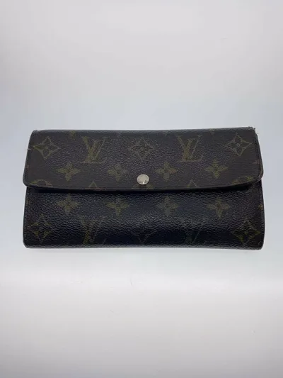【中古】LOUIS VUITTON◆1)ポルト・フォイユ・サラ_モノグラム・キャンバス_BRW/PVC/BRW/レディース【服飾雑貨他】