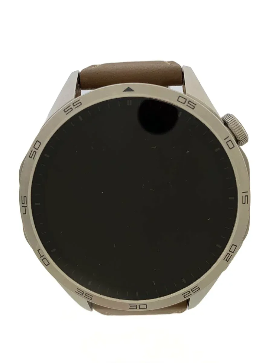 【中古】Huawei◆HUAWEI WATCH GT-4/スマートウォッチ/デジタル/レザー/BLK/SLV/PNX-B19【服飾雑貨他】