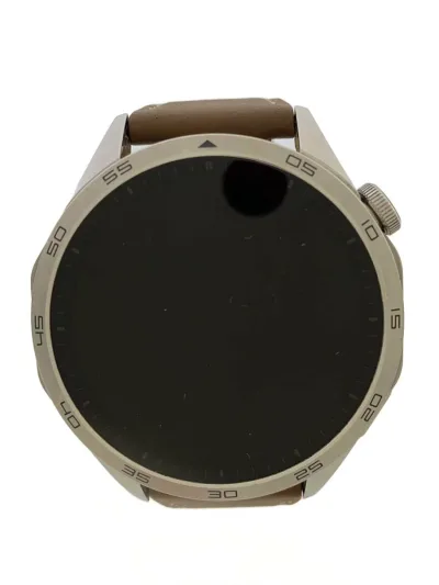 【中古】Huawei◆HUAWEI WATCH GT-4/スマートウォッチ/デジタル/レザー/BLK/SLV/PNX-B19【服飾雑貨他】
