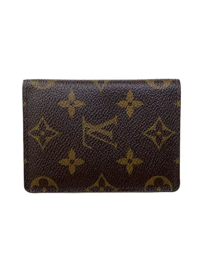 【中古】LOUIS VUITTON◆ポルト・カルト・パス・ヴェルティカル_モノグラム・キャンバス_BRW/レザー/BRW/総柄/レディース【服飾雑貨他】