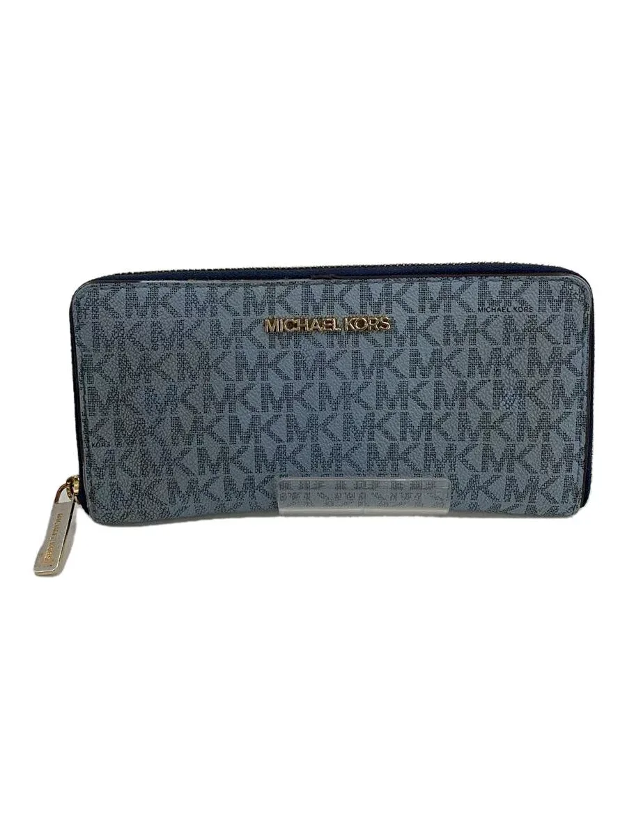 【中古】MICHAEL KORS◆長財布/レザー/BLU/レディース【服飾雑貨他】