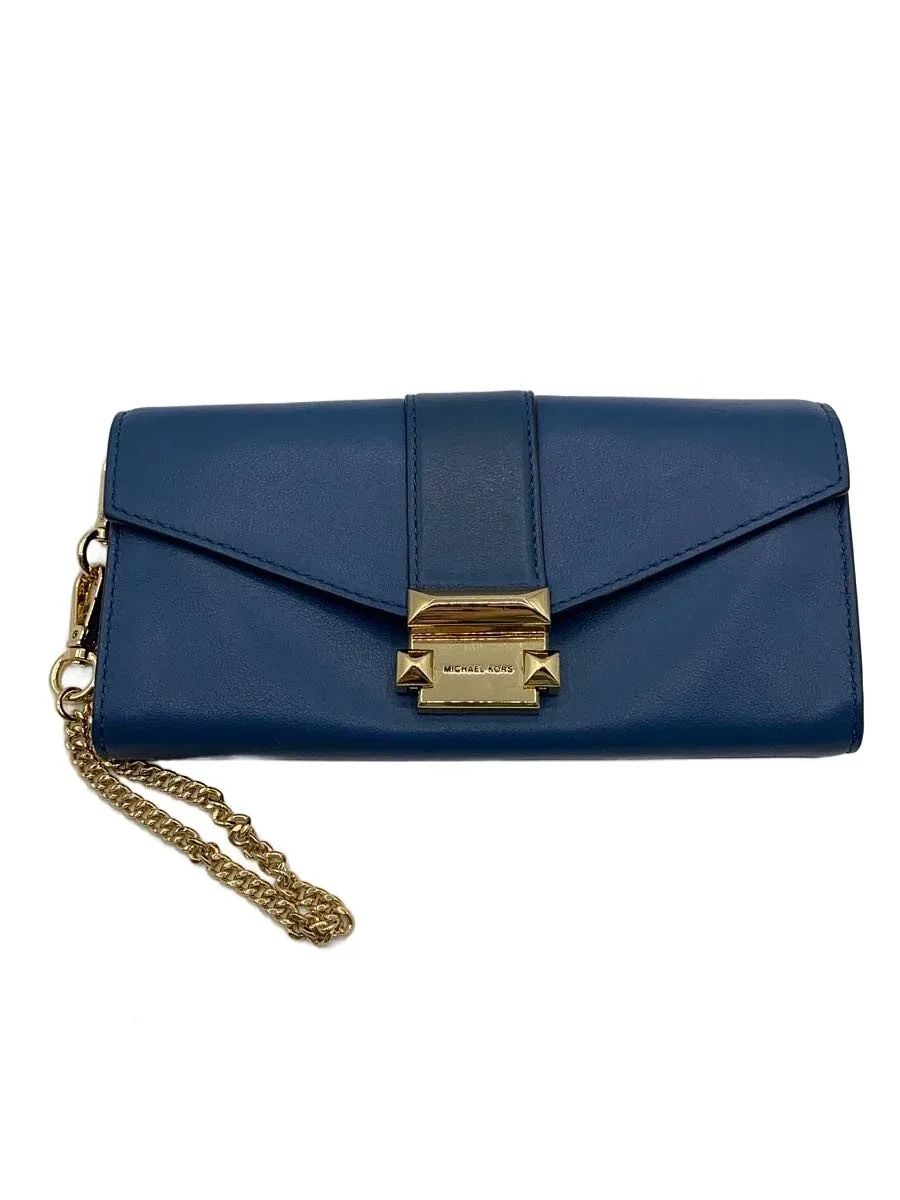 【中古】MICHAEL KORS◆長財布/レザー/BLU/レディース/AV-1812【服飾雑貨他】