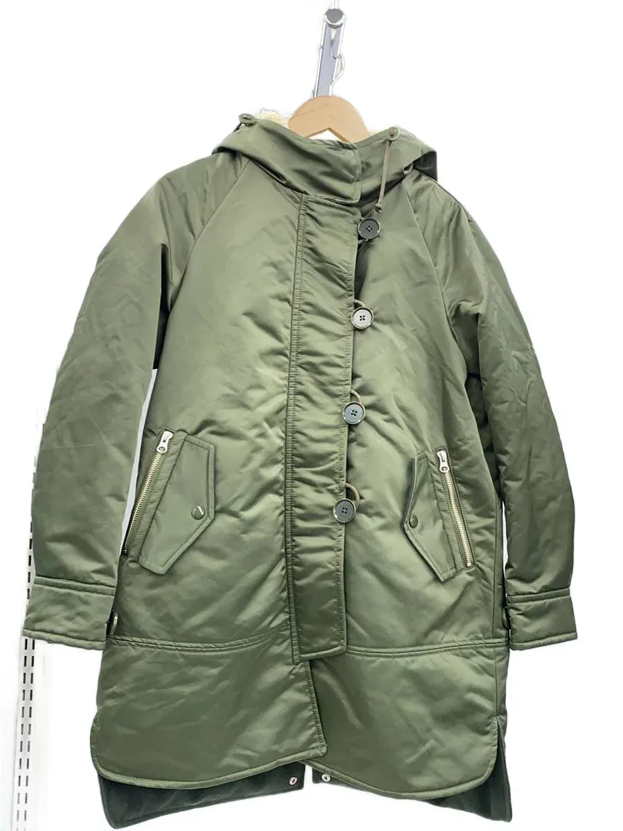 【中古】MUVEIL WORK◆モッズコート/36/ナイロン/KHK/無地【レディースウェア】