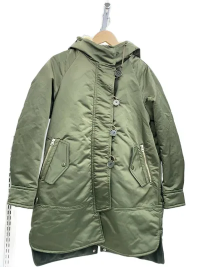 【中古】MUVEIL WORK◆モッズコート/36/ナイロン/KHK/無地【レディースウェア】