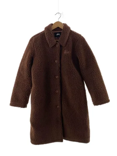 【中古】STUSSY◆コート/S/ポリエステル/BRW/無地//【レディースウェア】