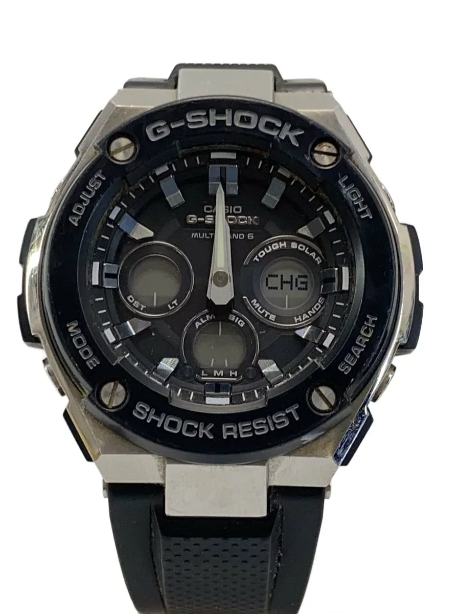 【中古】CASIO◆ソーラー腕時計・G-SHOCK/デジアナ/ラバー/BLK/BLK【服飾雑貨他】