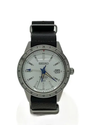 【中古】SEIKO◆自動巻腕時計/アナログ/レザー/WHT/BRW/4R34-00E0/PRESAGE SARY233【服飾雑貨他】