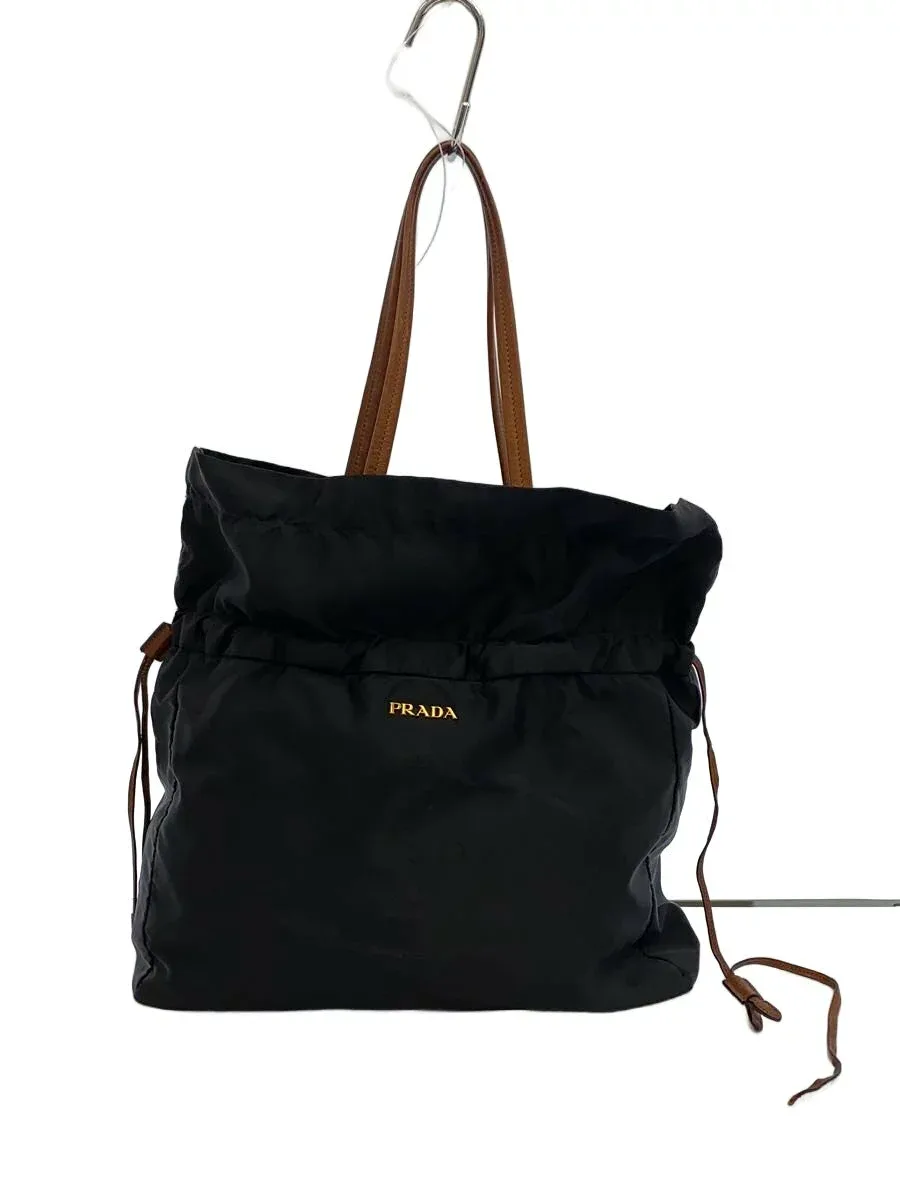 【中古】PRADA◆左紐破れ有/トートバッグ/ナイロン/BLK/巾着【バッグ】