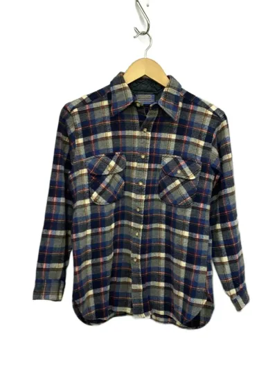 【中古】PENDLETON◆70s/長袖シャツ/L/ウール/NVY/チェック【メンズウェア】