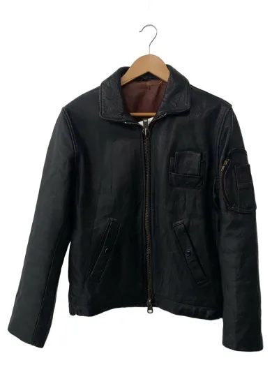 【中古】FRENCH MILITARY◆レザージャケット・ブルゾン/--/レザー/BLK/無地【メンズウェア】
