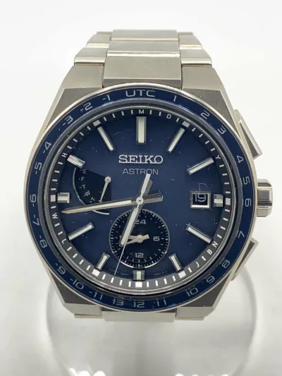 【中古】SEIKO◆ASTRON NEXTER/電波ソーラー腕時計/アナログ/ステンレス/NVY/SLV/SBXY037【服飾雑貨他】