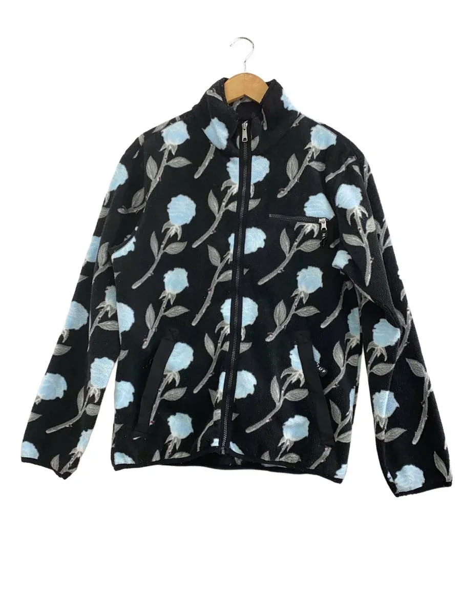 【中古】HUF◆フリースジャケット/S/ポリエステル/BLK/花柄/毛玉考慮【メンズウェア】