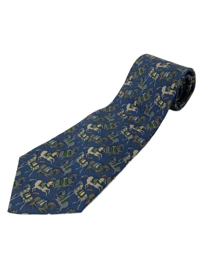 【中古】Salvatore Ferragamo◆ネクタイ/シルク/BLU/総柄/メンズ【服飾雑貨他】
