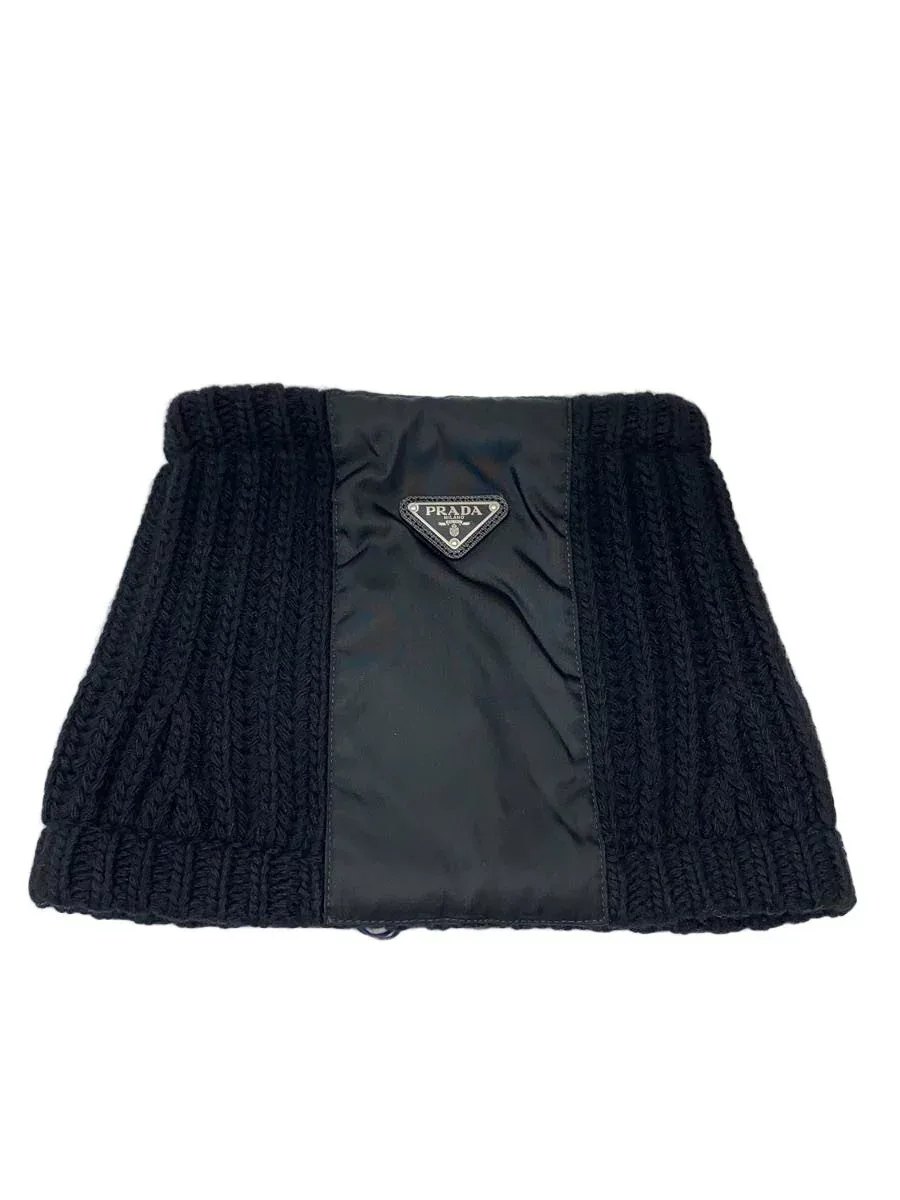 【中古】PRADA◆マフラー/カシミア/BLK/無地/メンズ/UMS492【服飾雑貨他】