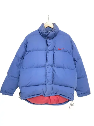 【中古】NIKE◆90s/汚れ有/ダウンジャケット/L/ナイロン/NVY/無地【メンズウェア】