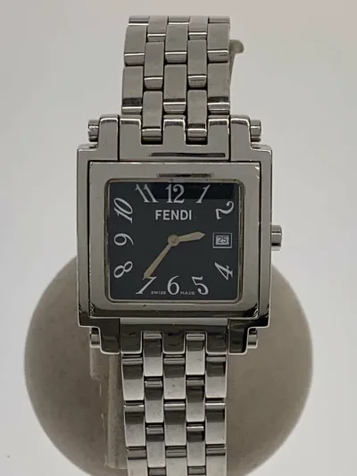 【中古】FENDI◆クォーツ腕時計/アナログ/ステンレス/BLK/SLV/SS【服飾雑貨他】