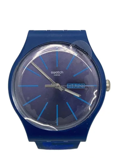 【中古】SWATCH◆クォーツ腕時計/アナログ/ラバー/BLU/BLU/SR1130SW【服飾雑貨他】
