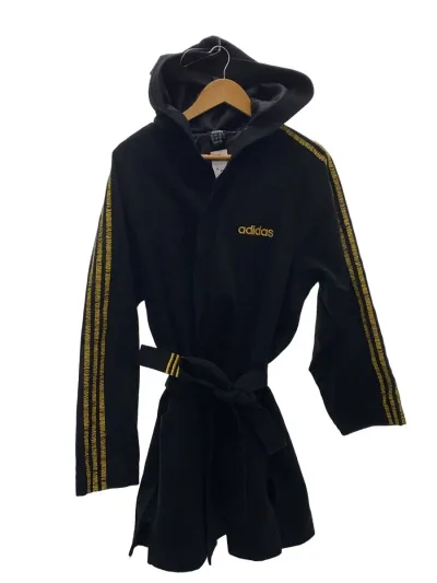 【中古】adidas◆コート/S/コットン/BLK/無地/ロングガウン【メンズウェア】