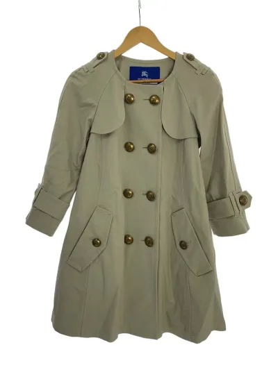 【中古】BURBERRY BLUE LABEL◆トレンチコート/38/コットン/BEG/無地/E1A17-500-40/ダブルブレスト/ノーカラー//【レディースウェア】