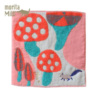 森田miw moritamiw ガーゼパイルハンカチ リスとかわいい茸 かわいい ハンドタオル ギフト