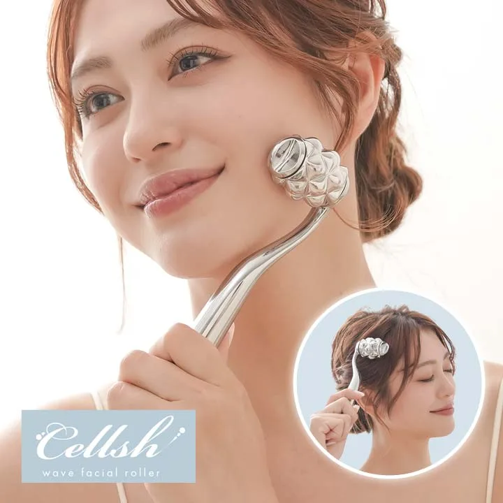Cellsh ウェーブフェイシャルローラー 美容 グッズ フェイスケア ローラー フェイス 顔 首筋 頭皮 デコルテ 転がす マッサージ 凸凹 押し流す 刺激 セルフケア 送料無料