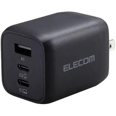 エレコム(ELECOM) AC充電器 USB PD対応 PPS対応 65W USB−C2ポート USB−A1ポート ブラック 【品番:MPA-ACCP4465BK】