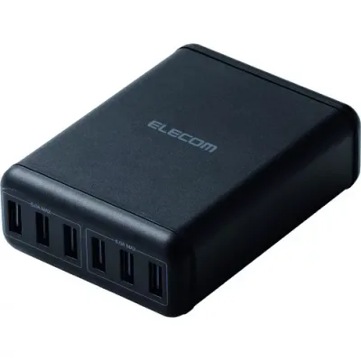 エレコム(ELECOM) 6ポートAC充電器 ブラック 【品番:MPA-ACD03BK】
