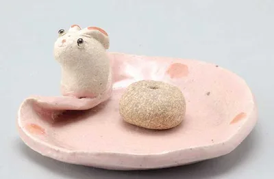 陶器 置物 お香立て/ 福うさぎ 香皿 /縁起 開運 プレゼント 贈り物 箱入り