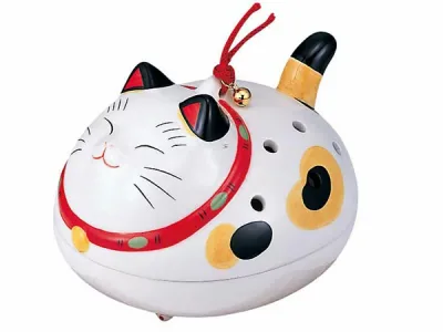 蚊取り線香入れ おしゃれ 陶器 蚊取り線香ホルダー アウトドア/ 幸せこいこい猫蚊遣器(平型) /キャンプ 屋外